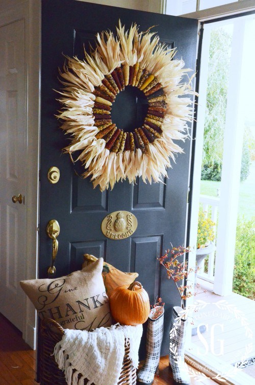 This wreath looks great against a dark door